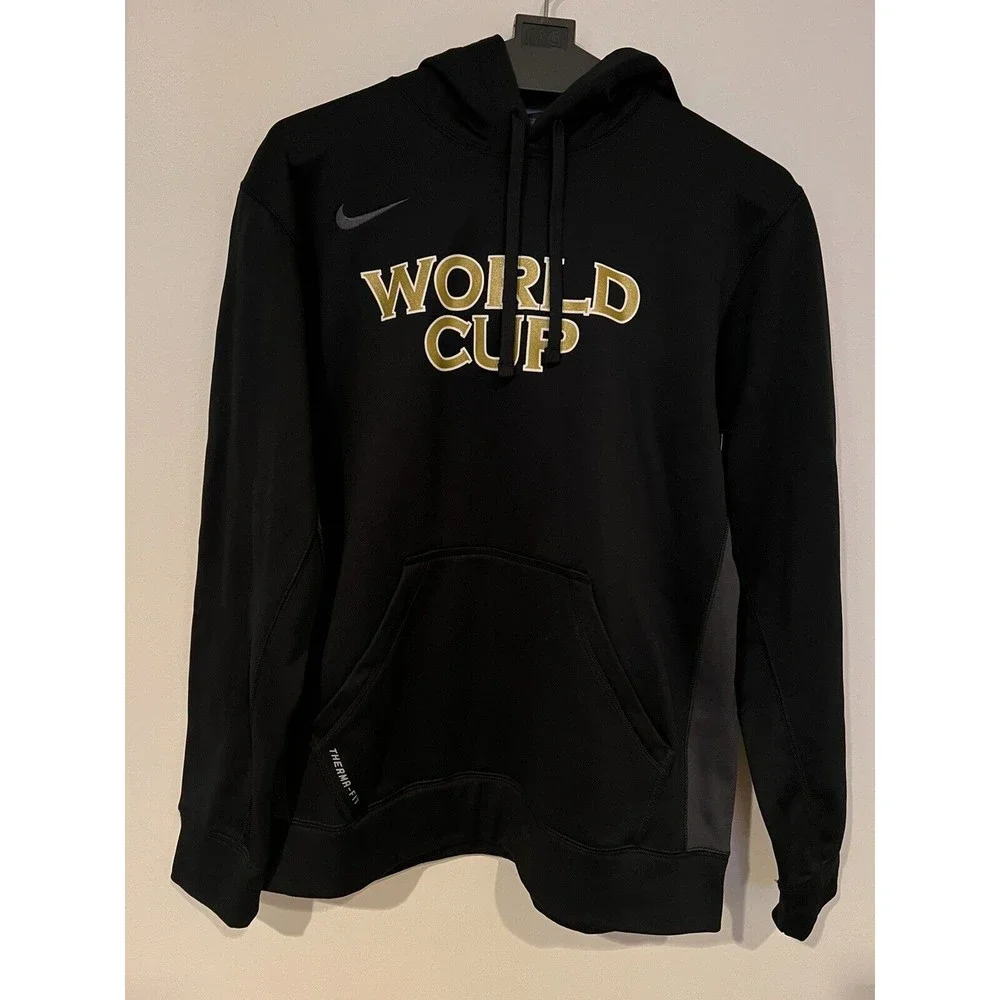 NEW MEN’S NIKE THERMA-FIT HOODIE SWEATSHIRT BLACK WORLD CUP NWT - Picture 1 of 10